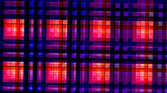 Abstract digital art with vibrant red and blue plaid pattern