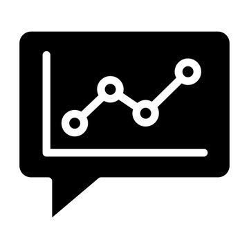 Speech bubble with graph depicting social media sentiment analysis and communication performance metrics for Digital advertising icon solid style
