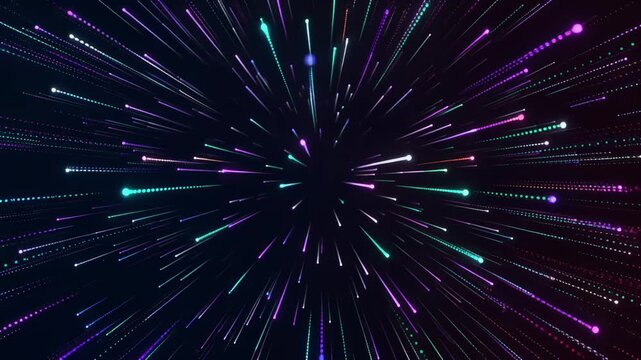 Abstract Colorful Light Particles Warp Speed Motion 4K Generative AI