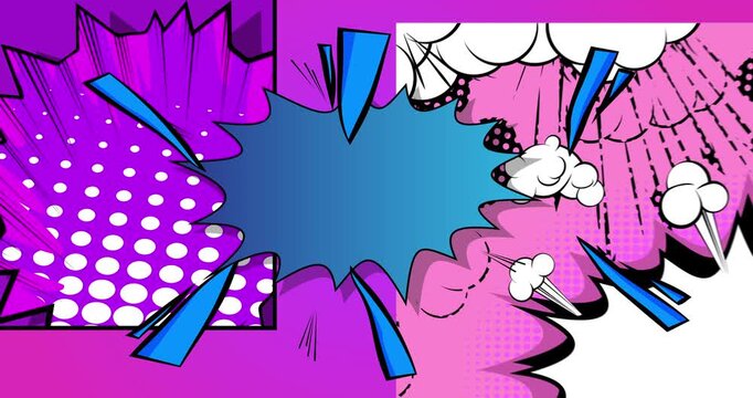 Cartoon background animation, comic book backdrop video. Retro comics pop art design.