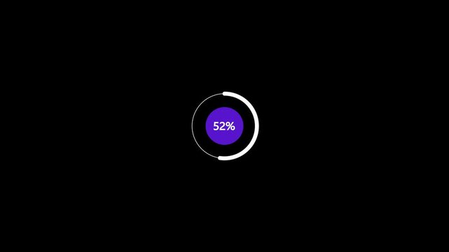 Purple and white circular progress bar showing nineteen percent completion on a black background representing loading status or a percentage completion indicator with a clean modern and a simple