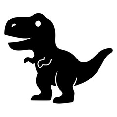 Fototapeta premium Simple minimalist black silhouette icon of a cute T-Rex dinosaur