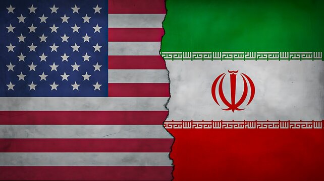American and iranian flags symbolizing diplomatic relations, political tension, and international conflict