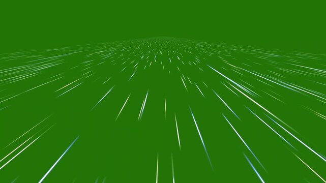 White Light Speed Lines Radiating Through Green Screen Perspective Tunnel, Dynamic Fast Motion Streaks and Futuristic Travel Effect, Cinematic VFX Background Animation