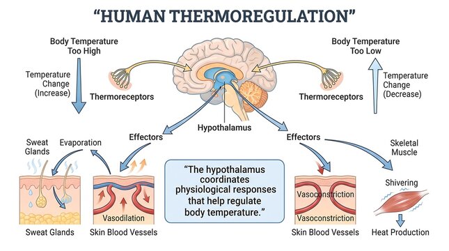 Human thermoregulation diagram illustration isolated on transparent background