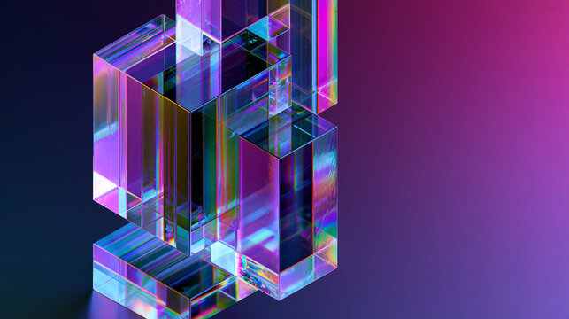 Prismatic glass blocks, cryptocurrency, blockchain finance, digital ownership, token economy