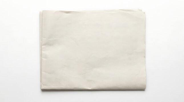 Blank folded newspaper isolated on white background