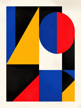 Abstract Bauhaus poster geometric shape primary color composition