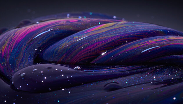 Thick Glossy Violet Liquid Cosmic Galaxy Ribbons with Stardust Particles