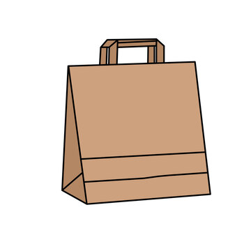Brown paper shopping bag vector illustration