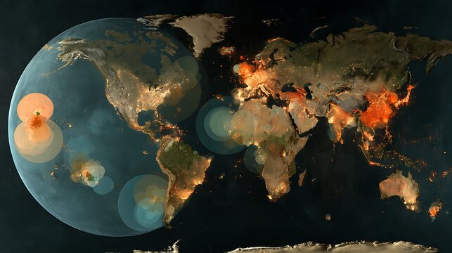 Data Visualization powerful data journalism visualization of global economic inequality, world map where country size is distorted proportional to GDP per capita, wealthiest nations enormous 