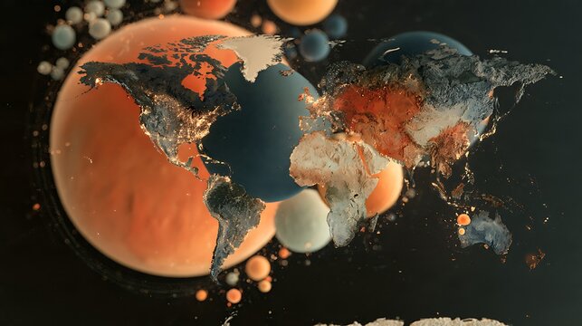 Data Visualization powerful data journalism visualization of global economic inequality, world map where country size is distorted proportional to GDP per capita, wealthiest nations enormous 