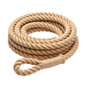 Tan twisted dock line with spliced eye isolated PNG cutout