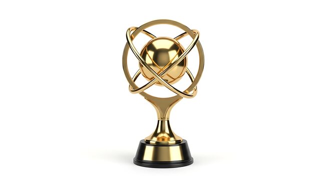 Golden award trophy with a spherical globe design on a black base, representing achievement and recognition in various fields