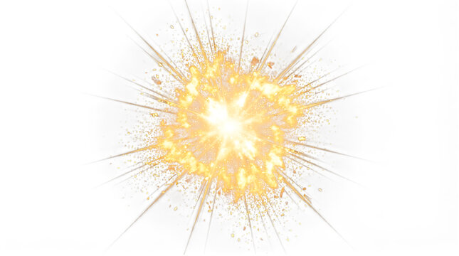 Explosion Effect with Bright Spark Rays Isolated on Transparent background