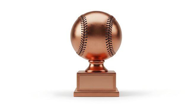 Bronze Baseball Trophy Award for Champions Isolated on White Background Metallic Copper Sports Ball Achievement Illustration