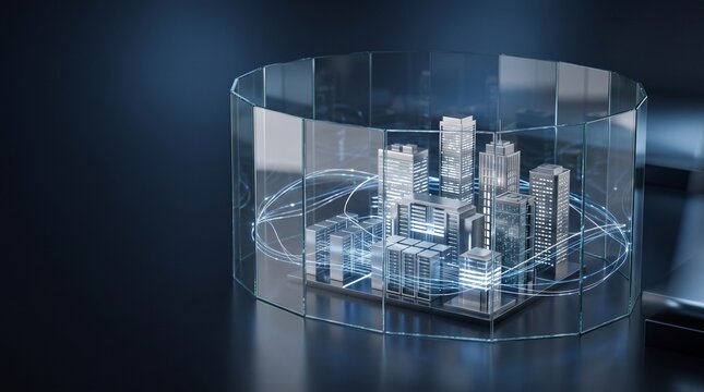 3D Abstract Glass Barrier for Digital Protection and Network Security Concept