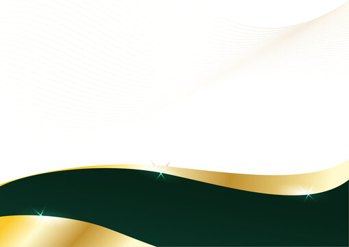 abstract emerald and gold wave on white background for modern corporate background design