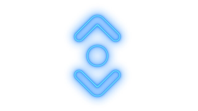 Glowing neon up and down scroll arrow icon isolated on transparent background. Navigation interface. Sorting button. Resize indicator. Elevator control.