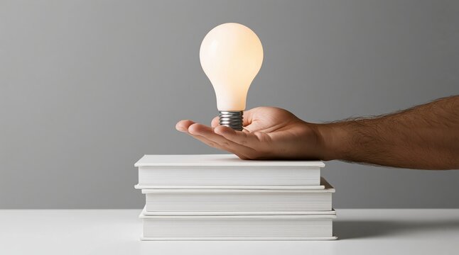 Knowledge and education concept with a glowing light bulb for creative innovation