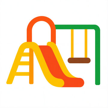 Kids Playground Slide and Swing Minimalist Vector Icon
