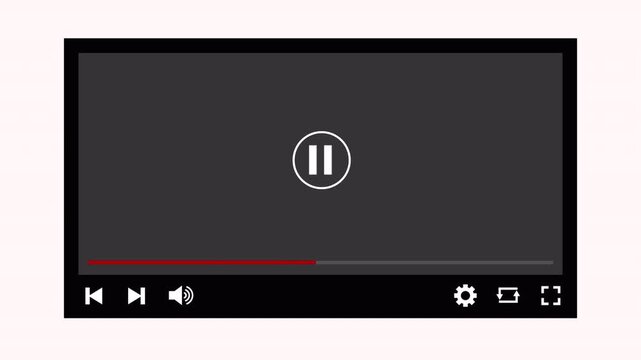 Video media screen interface animation on transparent background, multimedia screen icon sign animated with alpha channel.