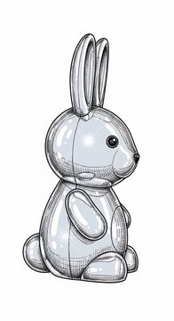 Whimsical hand-drawn bunny illustration, soft grayscale tones, evoking childlike wonder.