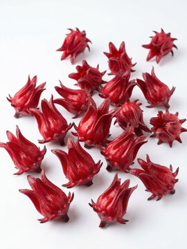 Roselle flower on a white background