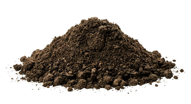 Mound of dry cloddy loam garden soil pile