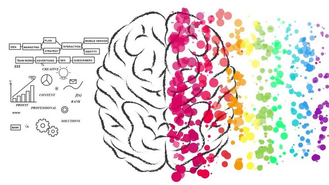 Human brain left right logic and creative hemisphere on white background