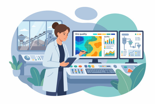 Operator Monitoring Mining Equipment via Digital Screens at Site