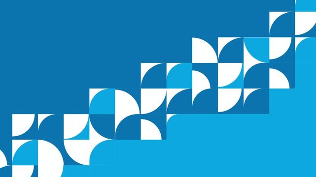 Geometric Pattern of Blue and White Semicircles 4K