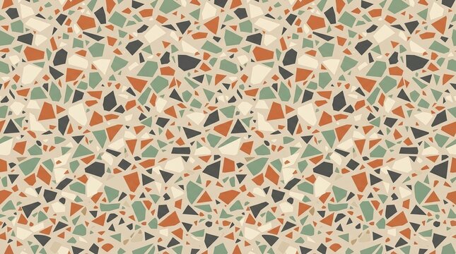 Abstract terrazzo pattern with colorful stone chips on a light background