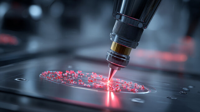 Miniature precision laser processing machine tool working with bright light beam and particles