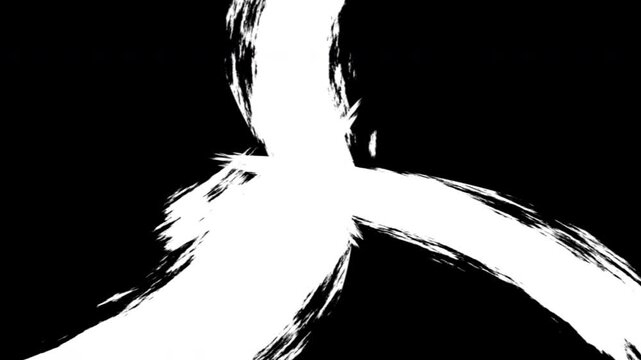 Animation white pain brush transition with spiral direction, brush grunge suitable transitions and strokes footage, or eraser effect wipe, alpha channel only 4k
