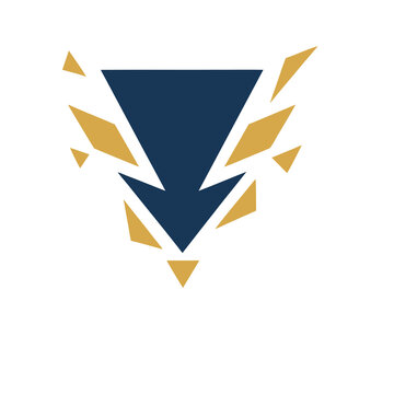 Abstract geometric shapes, blue and gold