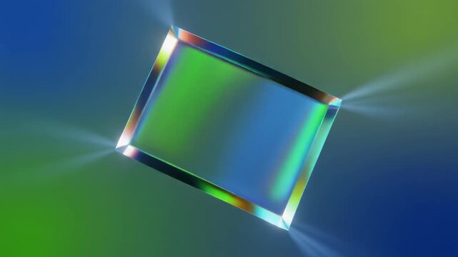 Abstract Geometric Glass Prism with Light Rays on Gradient Background