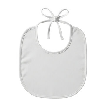 Blank white baby bib with tie strings isolated on a transparent background