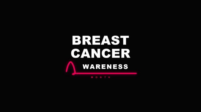 Breast cancer awareness month typography pink ribbon pulse line minimalist modern graphic medical healthcare awareness campaign social media asset template