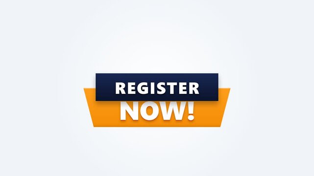 Register Now Animated Motion Graphic Banner on White Background for Marketing and Website Signups