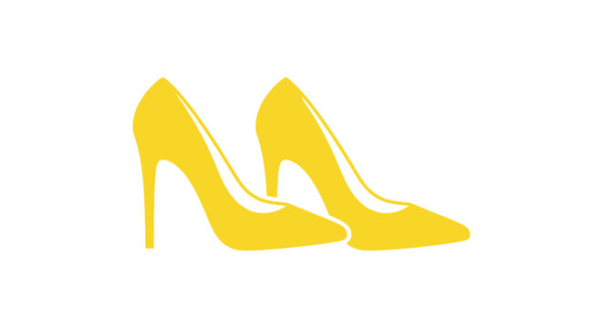 Yellow high heeled shoes a flat vector silhouette on a white background