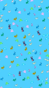 Cute Animal Pattern with Rabbits, Frogs, Birds, and Horses