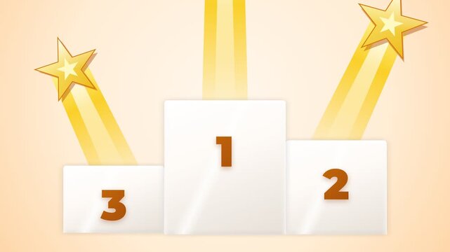 Animated Winners Podium with First Second and Third Place Ranking and Golden Shooting Stars