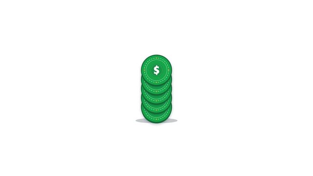 Stack of green coins with a dollar sign, representing financial growth and investment
