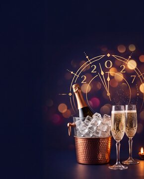 Magazine Framing of An elegant modern New Year 2027 concep under Festi