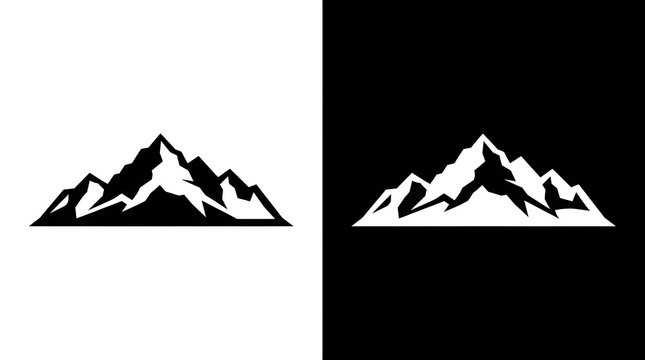 Minimalist mountain silhouette pair illustration