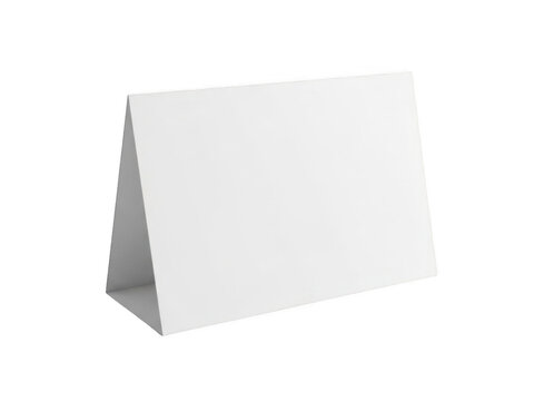 Blank white folded table tent card isolated on a transparent background