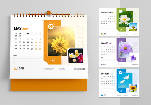 2027 Wall Calendar Design Template with Colorful Floral & Nature Theme