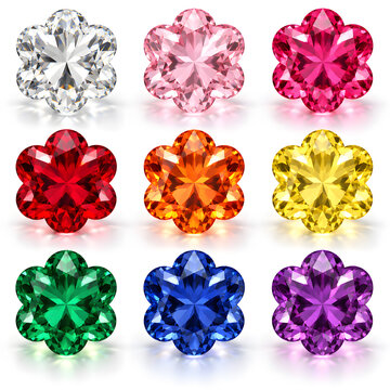 Nine rainbow colored flowers gemstones crystal for bedazzling bedazzled craft decoration
