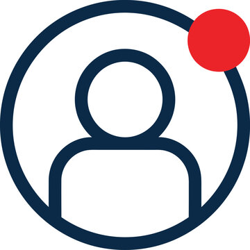 Profile avatar icon with red notification badge representing user account alert or new message activity indicator for social media application interface.
